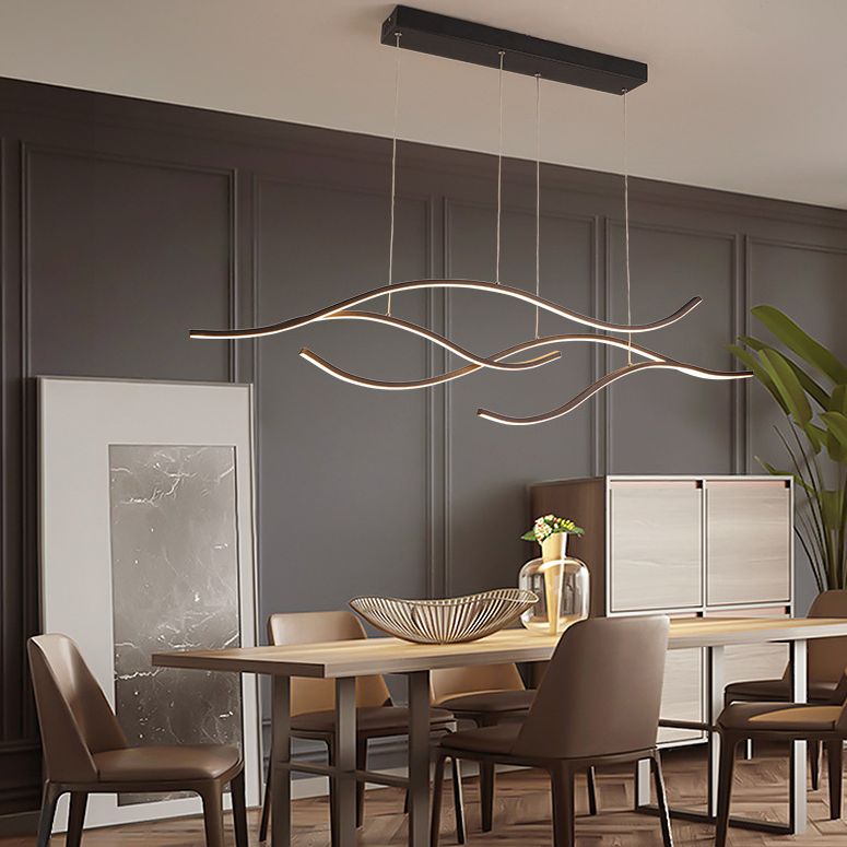 Linea ondata in stile nordico Led Light Minimalismo Metal Long Strip Apparecchiatura per sala da pranzo