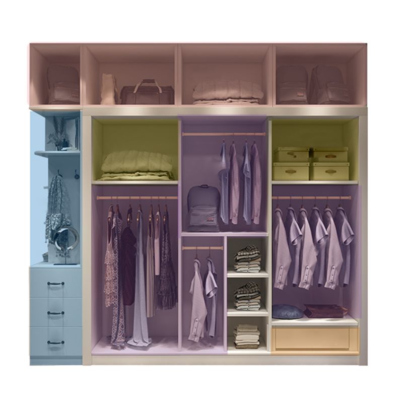 Contemporary White Wardrobe Armoire Engineered Wood Wardrobe with Sliding Door