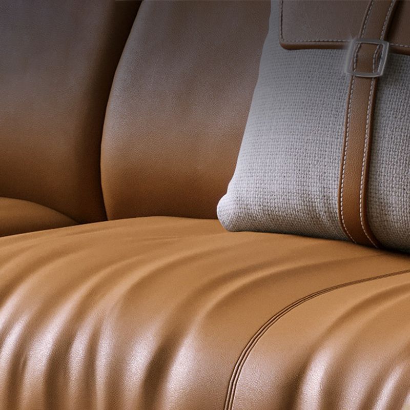 Modern Genuine Leather Living Room Cushions Pillow Top Arm Settee