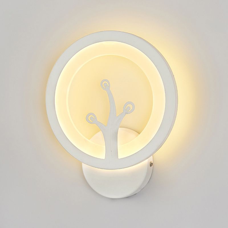 White Simplicity Acrylic LED Wall Lamp Contemporary Style Living Room Hallway Sconce Light