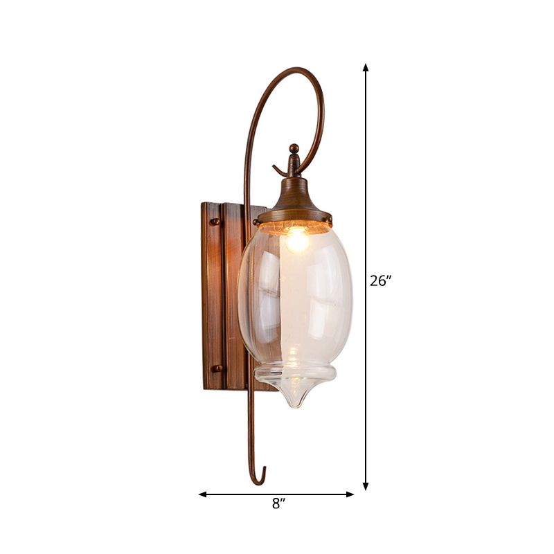 Brown 1 Light Wall Lighting Fixture Traditional Clear Glass Bottle Sconce for Outdoor