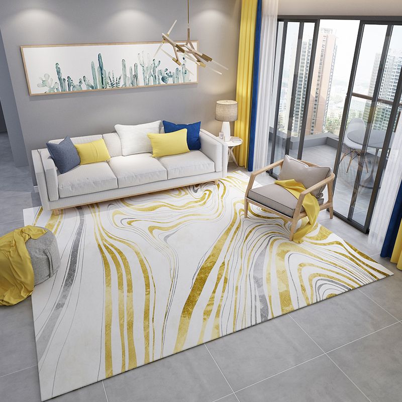 Luxe Postmodern Rug Multi-Color Flows Pattern Rug Stain Resistant Machine Washable Anti-Slip Backing Rug for Lounge