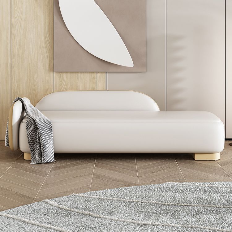 Living Room Chaise Recessed Arms Nordic Chaise Lounge with Leather Upholster