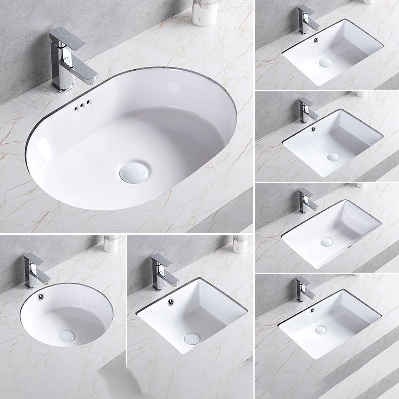 Traditional Undermount Bathroom Sink Porcelain Rectangular with Basin Basin Sink Only