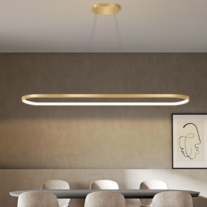 Nordic Light Luxury Simple Contemporary Style LED Island Chandelier Light in Gold for Dining Room