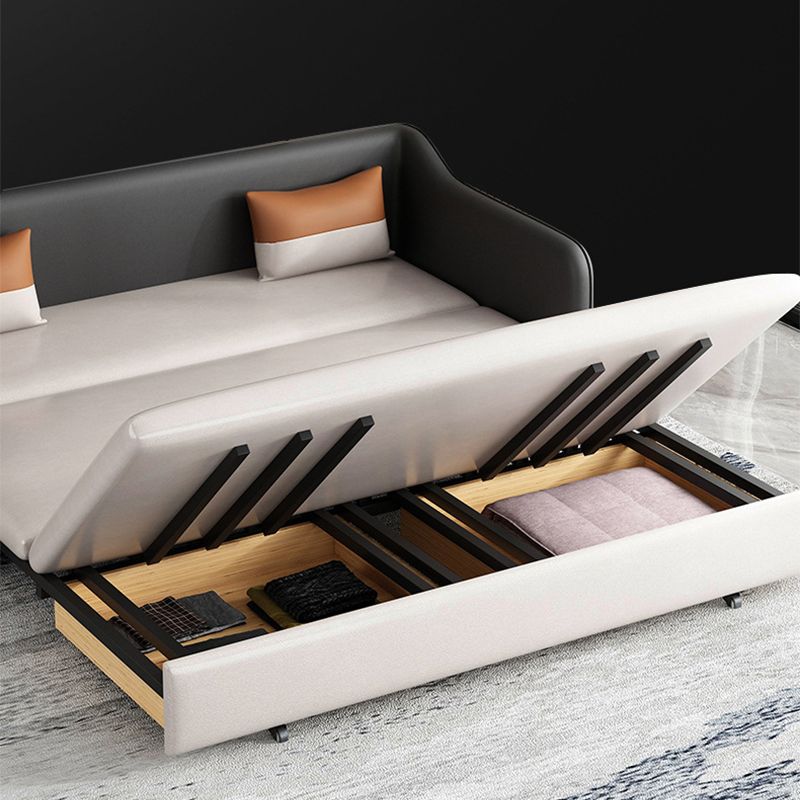 Faux leather Sleeper Sofa 32.28" Wide White Sofa Bed with Cushion Back