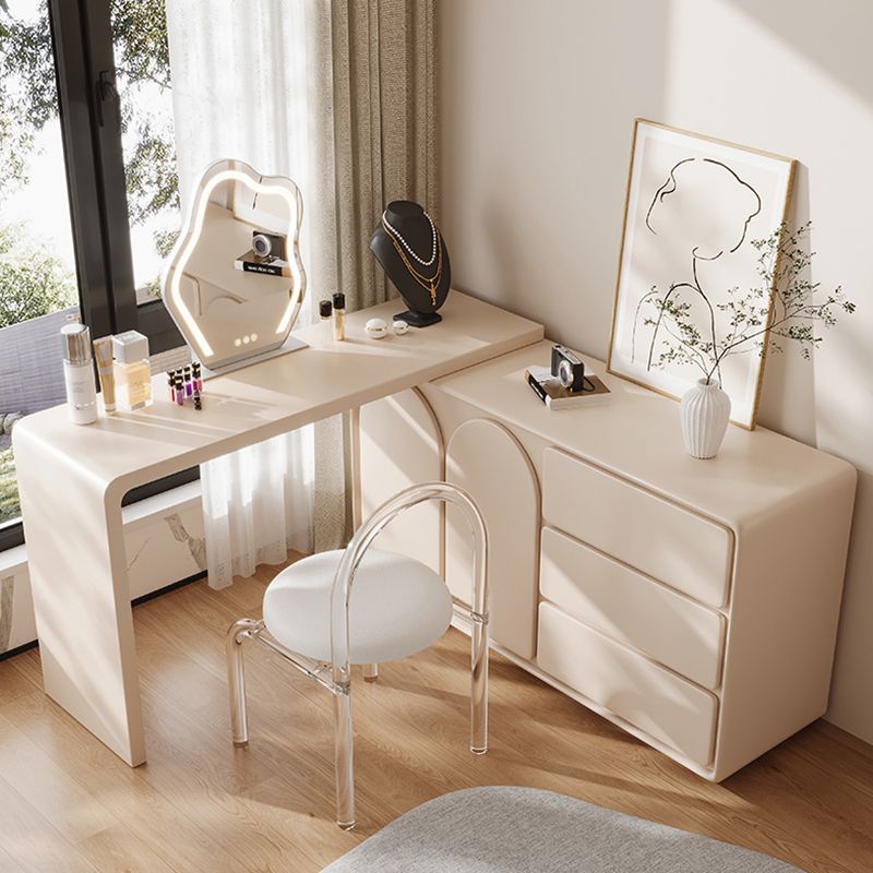Contemporary White Lighted Mirror Bedroom With Drawer Vanity Dressing Table