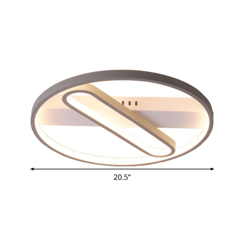 Thin Flush Mount Ceiling Light with Geometric Frame Modernity Metal Grey LED Flushmount Lamp in Warm / White Light, 16.5 "/20.5" Width