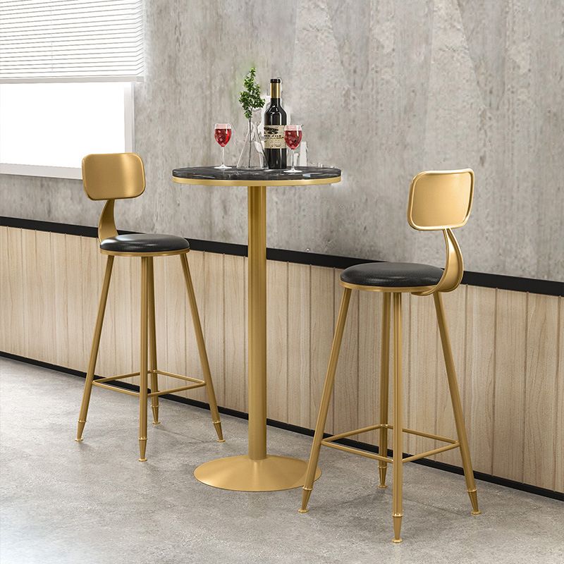 1/2/3/4 Pieces Glam Round Bar Table Set Bistro Set with Faux Marble Top