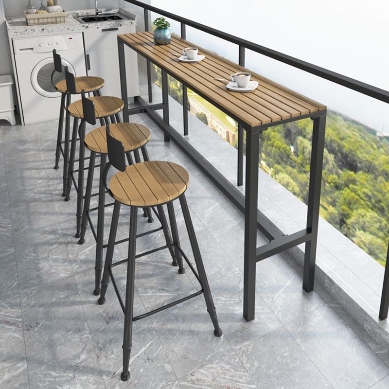 Industrial Metal Base Bar Table Pub Height Dining Table for Patio