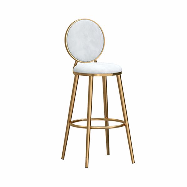 Nordic Glam Style Bar-stool Round Counter Bar-stool with Metal Legs for Home