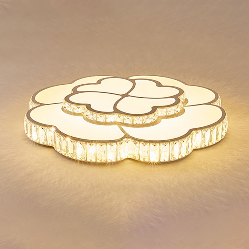 Flower Bedroom Flush Mount Ceiling Fixture Crystal LED Modern Flush Ceiling Light Fixture