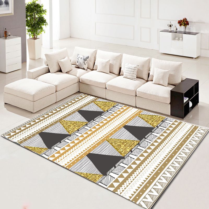 Multi Color Simplicity Rug Polypropylene Geometrical 3D Printed Carpet Machine Washable Non-Slip Pet Friendly Rug for Living Room