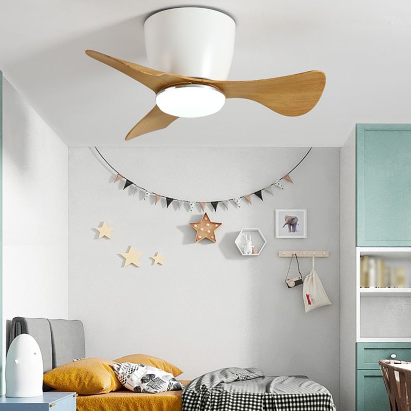 Geometry Ceiling Fan Light Kids Style Metal 1 Light LED Flush Light for Bedroom