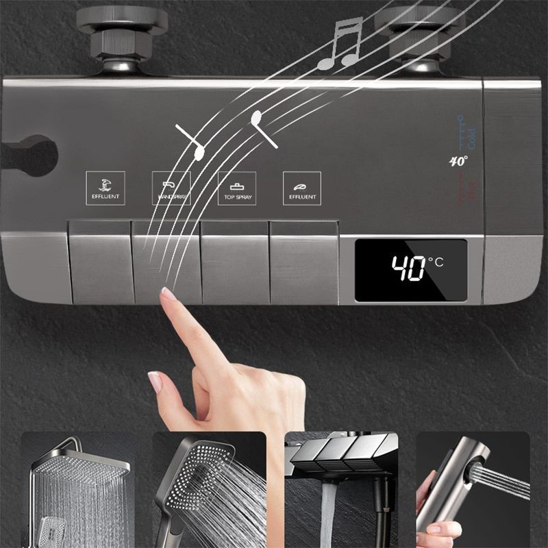 Modern Adjustable Water Flow Square Shower Faucet Shower Hose Shower System on Wall