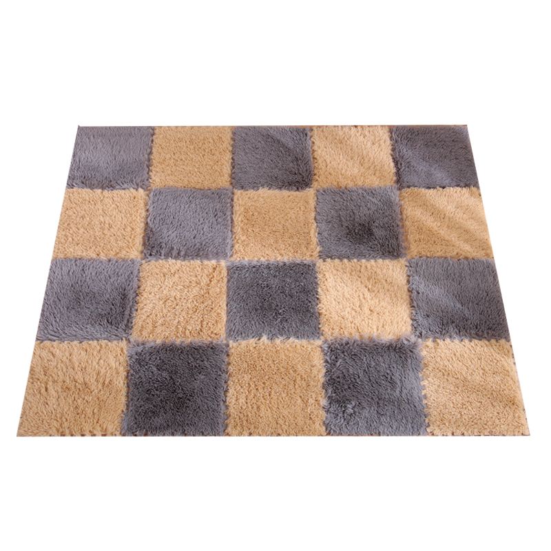 Modern Carpet Tiles Interlocking Color Block Shag Carpet Tiles