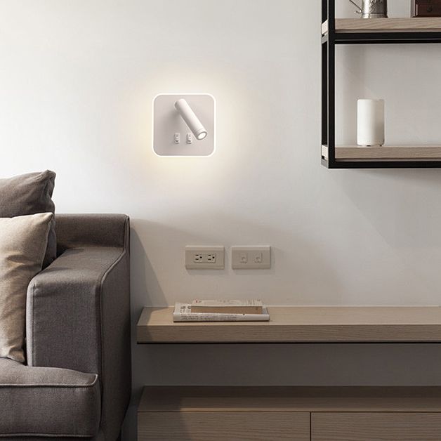 2-Lichtquadratische LED-Wandleuchten in der modernen Einfachheit gefrostete Aluminium-Lesewandlampe für Schlafzimmer