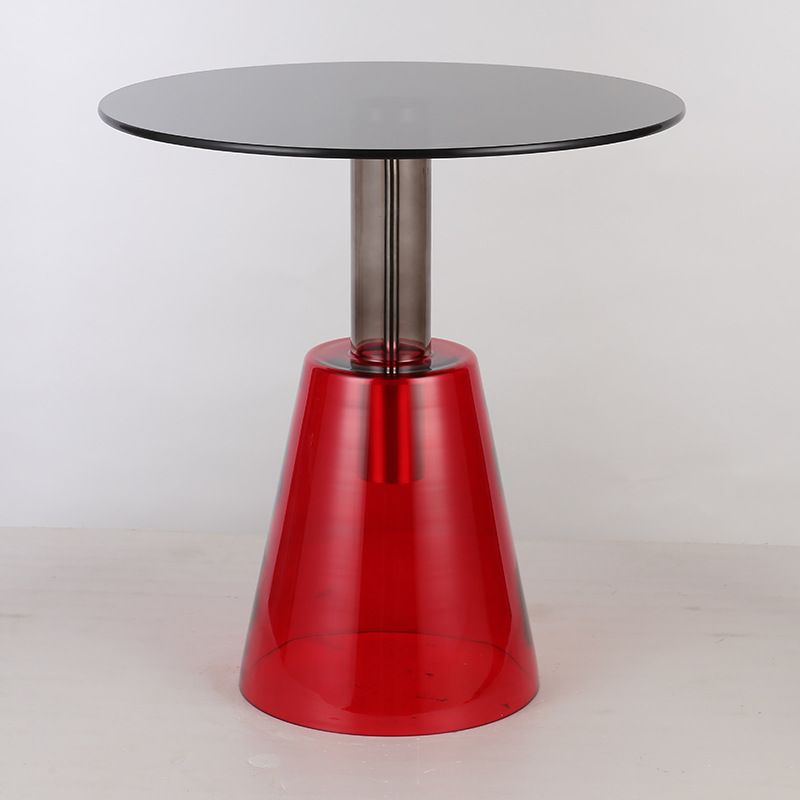 Modern Round Glass Top Side Table 19.68" Tall Pedestal End Table