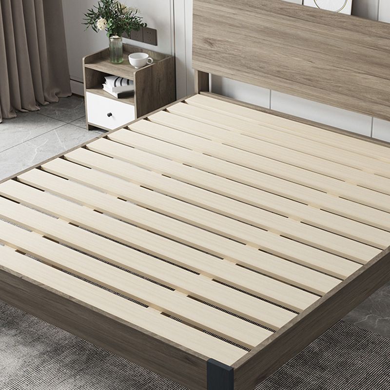 Modern Solid Wood Headboard Standard Bed Mattress Included Bed Frame with Custom Legs