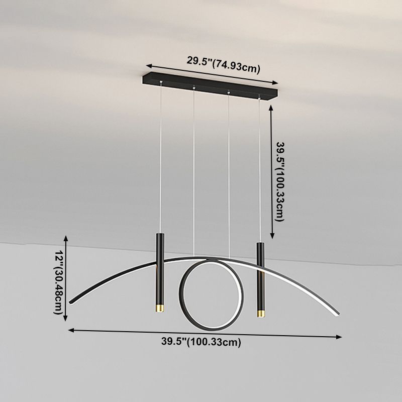 Geometric Island Lights Contemporary Metal Island Chandelier Lamp in Black