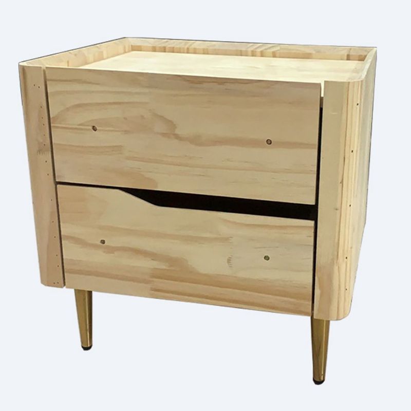 2 - Drawer Contemporary Accent Table Nightstand Antique Finish Bedside Cabinet