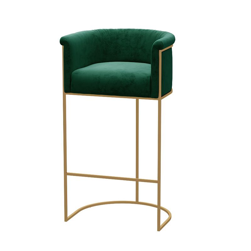 Glam Style Bar Stool Armed Upholstered Bar Stool for Dining Room