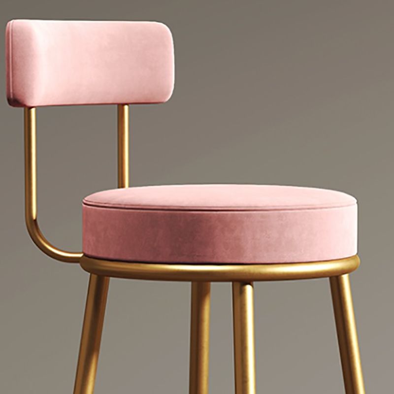 Nordic Glam Style Bar Stool Round Counter Bar Stool with Metal Legs