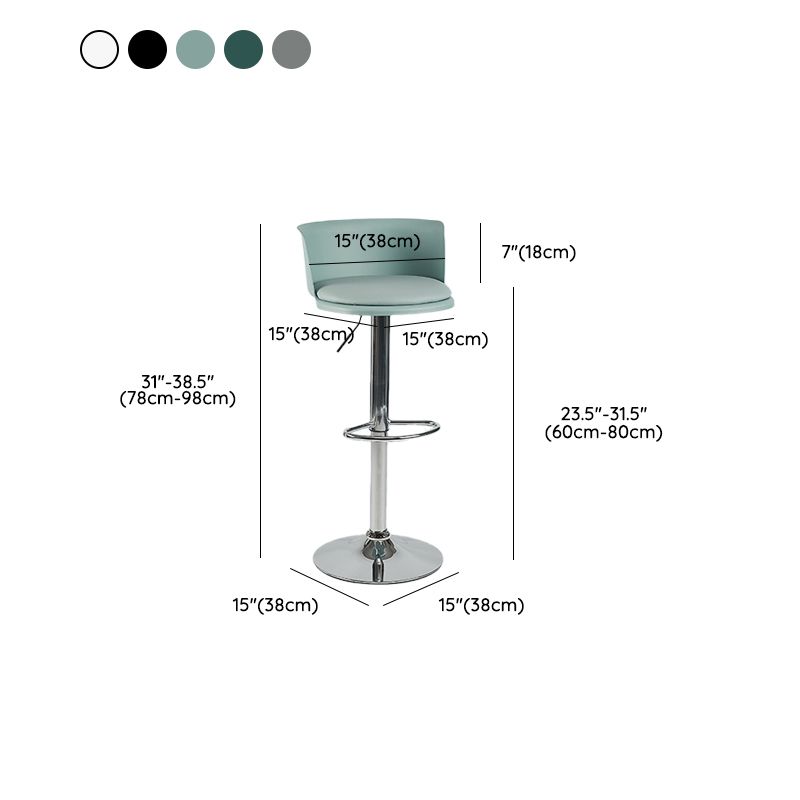 Industrial Style Armless Counter Stool Adjustable Height Bar Stool with Metal Base