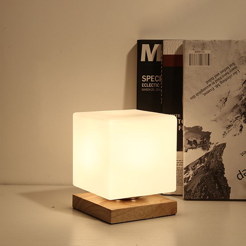 Bulb globo/cilindro/lettura quadrata di lettura di lettura luce moderna in legno di vetro bianco illuminazione