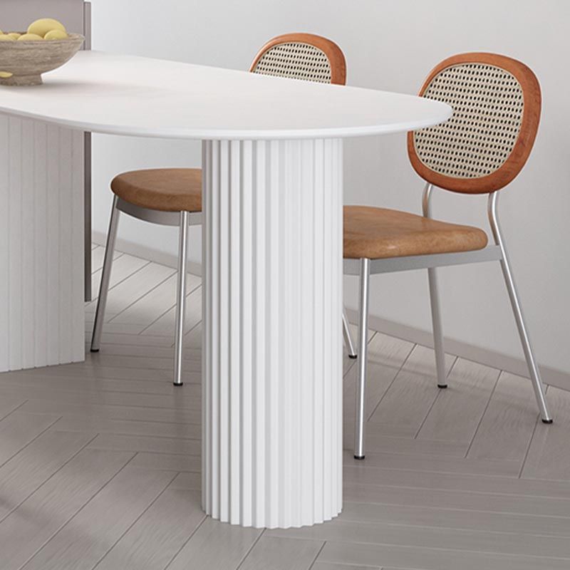 Minimalism Oval Dining Table Metal Double Pedestal Dining Table for Living Room
