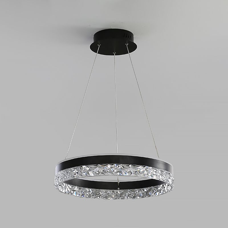 Modern Metal Chandelier Light Fixtures Round 1-Light Suspension Pendant Lamps with Acrylic Shade