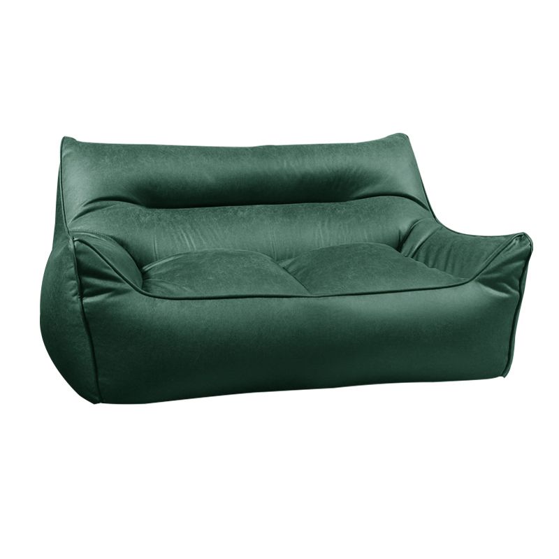 Contemporary Faux Leather Pillow Top Arm Sofa Sewn Pillow Back Sofa for Living Room
