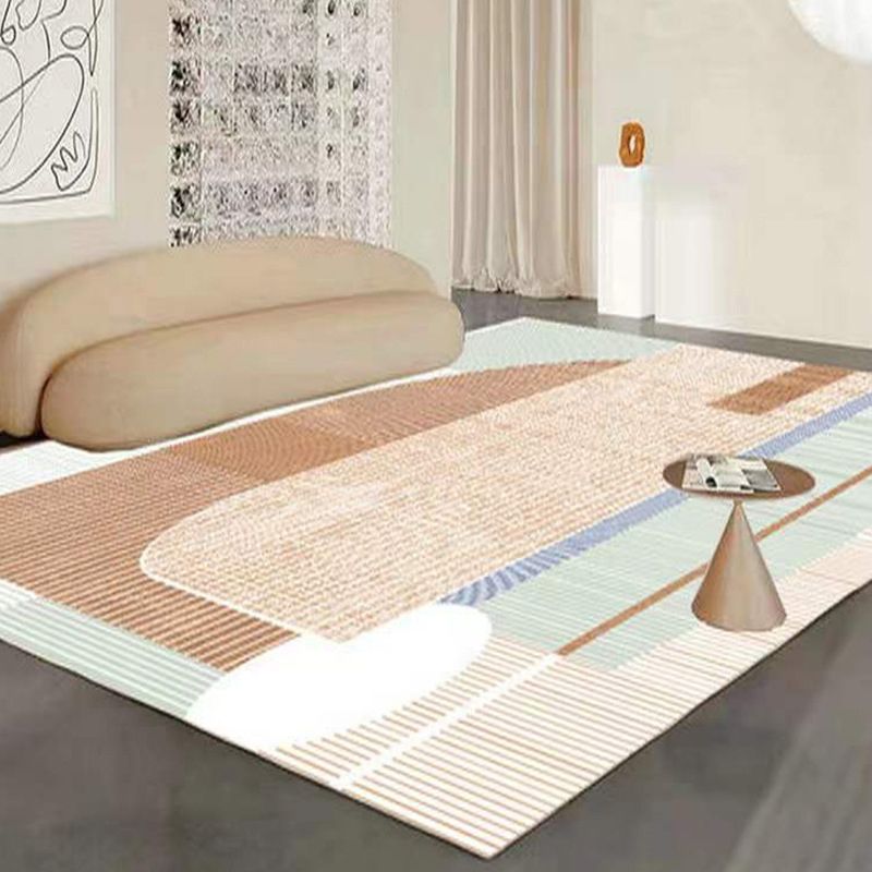 White Color Lump Rug Polyester Simple Rug Stain Resistant Rug for Drawing Room