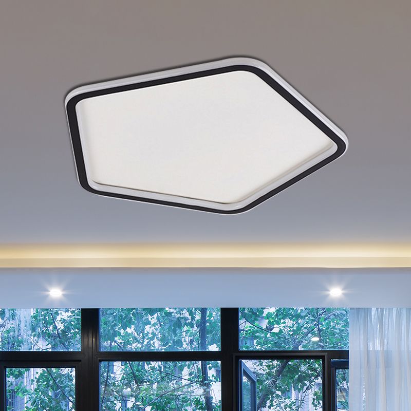 Acrylic Pentagon Ceiling Light Fixture Minimalist Black LED Flush Mount Light in Warm/White Light, 15"/19"/23" Wide