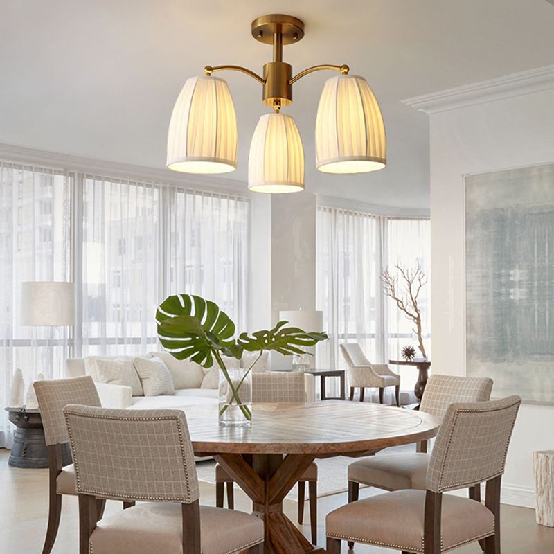 Modern Simple Ceiling Light Cylinder Shape Ceiling Lamp with Fabric Shade for Bedroom
