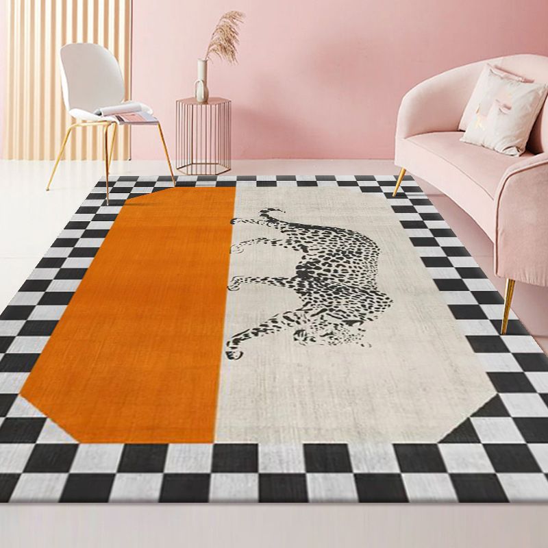 Classical Plaid Print Area Rug Friendly Washable Carpet Anti-Slip Area Rug for Home Decor