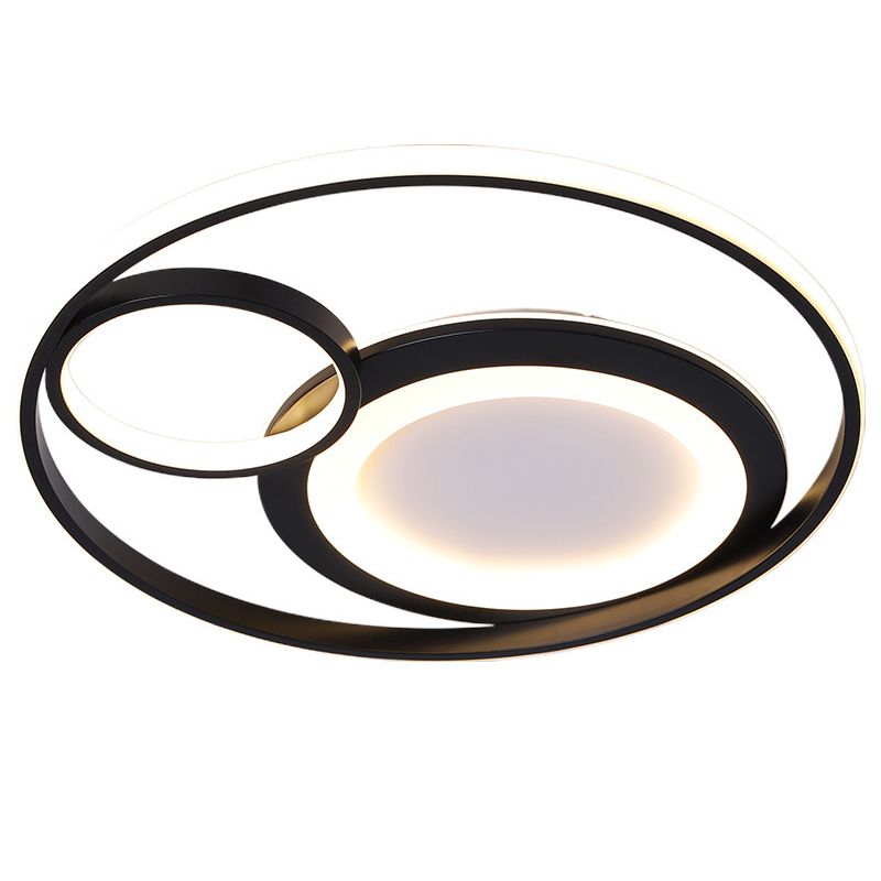 Minimalist LED Flush Mount Ceiling Fixture Black Circle Flush Mount Lighting with Metal Shade