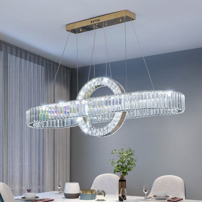 Contemporary Luxury Pendant Lights Crystal 2-Light Island Light in Gold