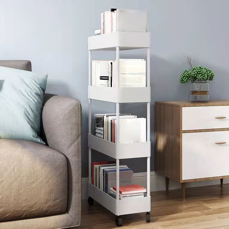 Contemporary Style Plastic Bookcase Wheel Bookshelf for Home Office