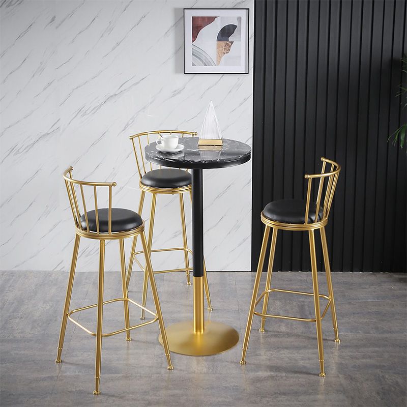 Round Stone Bar Dining Table Glam Pedestal Bar Table for Living Room