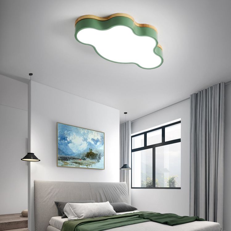 Le nuage en bois LED Ceiling Fixture in Modern Creative Style Acrylique Macaron Flush Mount for Bedroom