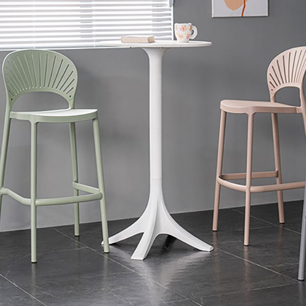 Backrest Armless Counter Stool Industrial Plastic Bar Stool with 4 Legs