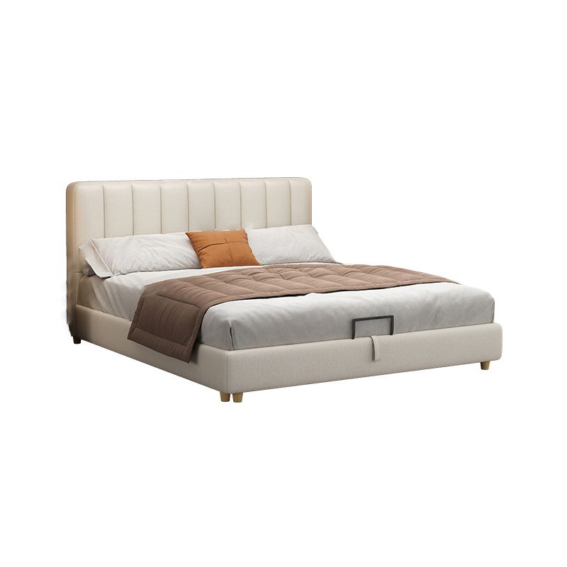 Glam Wooden Bed Frame Faux Leather Standard Bed with Legs for Bedroom