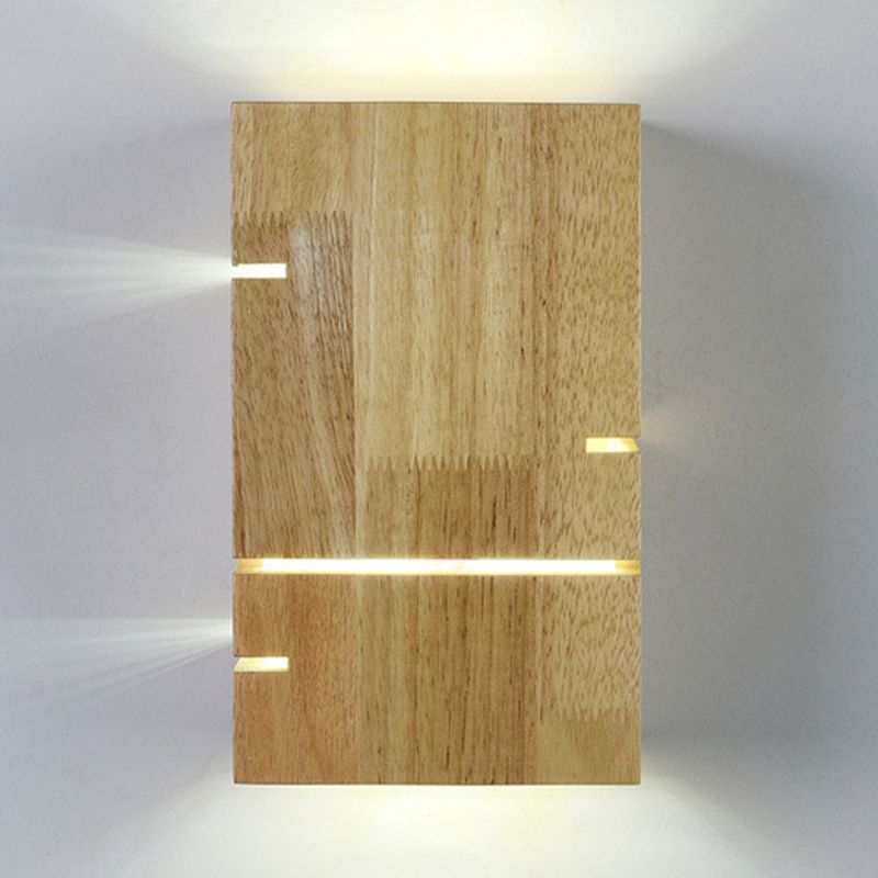 Modernism Beige Finish Single Wall Mounted Sconce LED Wall Light with Wood