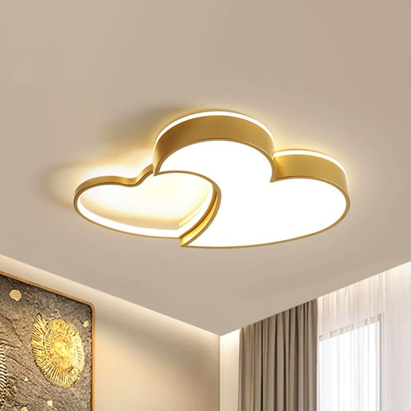 Lámpara de techo con forma de nube/círculo/molino de viento, luz LED empotrada de metal moderna para dormitorio infantil en oro pulido