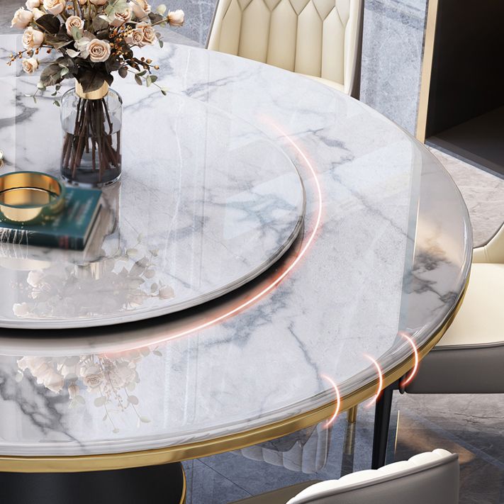 Round Kitchen Galm Sintered Stone Dining Table of Traditional Height for Dining Room Sets