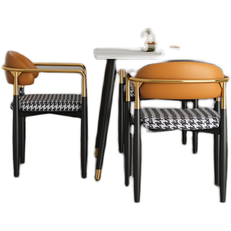 Metal Nordic Dining Arm Chair Home Side Chair Open Back Dining Side Chair