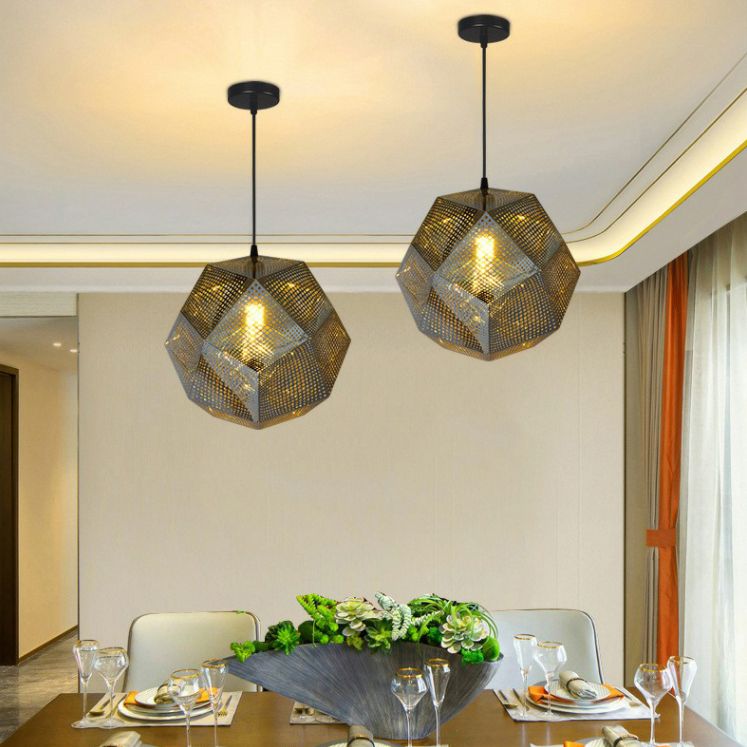 Modern Style Geometrical Hanging Light Kit Metal Restaurant Ceiling Pendant Light