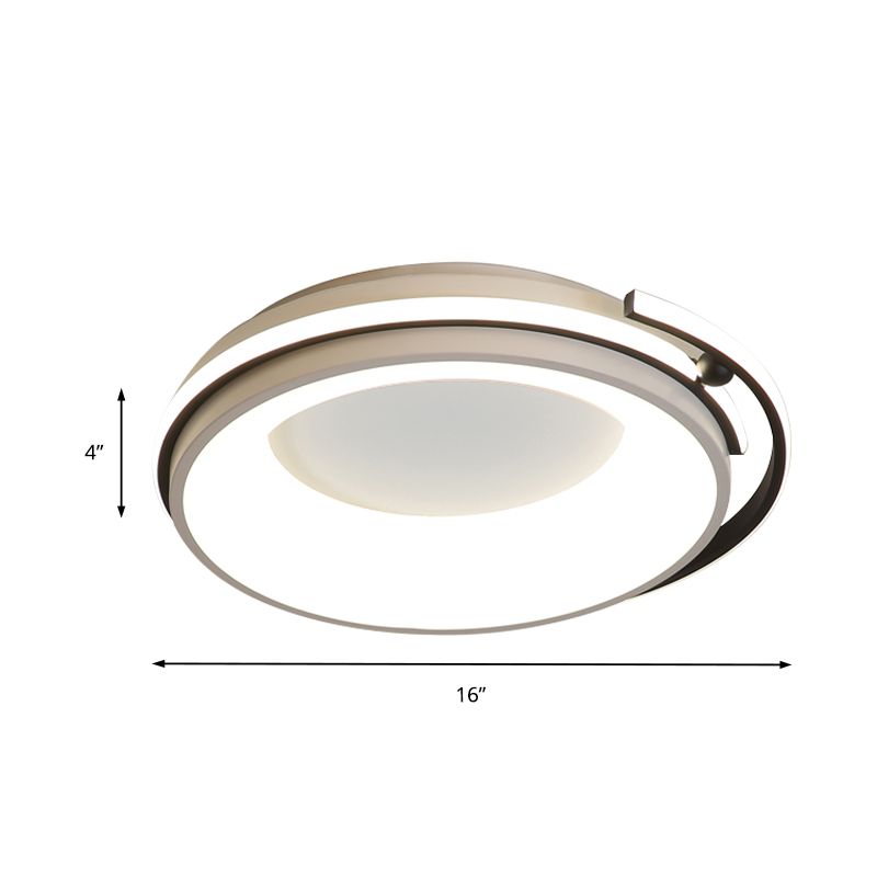 Éclairage LED encastré pour salon avec abat-jour rond en acrylique, lampe contemporaine noire/gris en lumière chaude/blanche/neutre, 12,5"/16"/21,5" de large