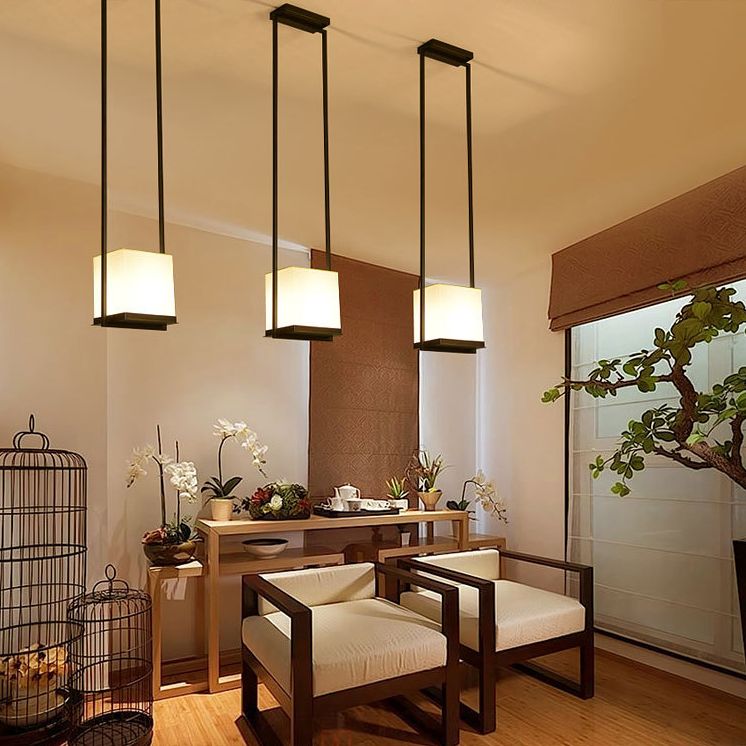 Éclair de suspension ombragée en tissu Minimaliste à 1 léger pendentif en noir et blanc pour couloir